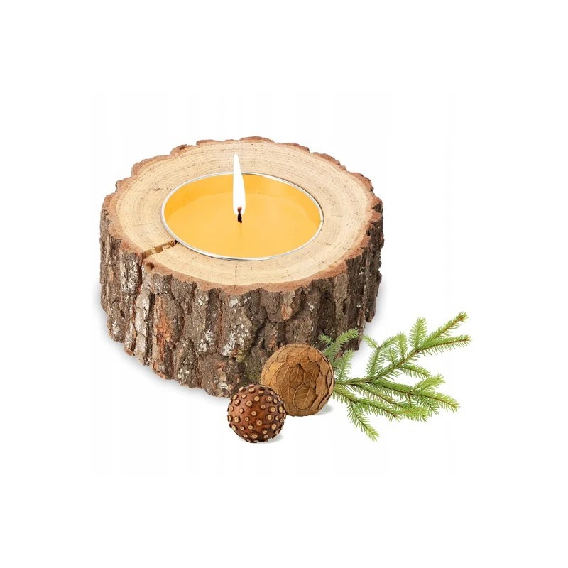 Rustikaler Kerzenständer aus Holz
