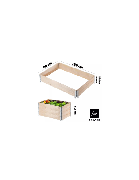 Palettenrahmen Aufsatzrahmen Hochbeet Gartenbeet Stapelrahmen 120 x80 cm IPPC
