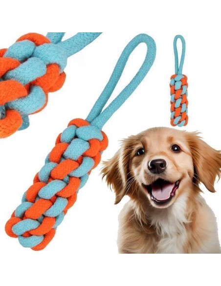 Hundespielzeug, Zerrspielzeug, Seil mit Knoten, Beißspielzeug, Seil 29 cm, Baumwolle, UNIVERSAL