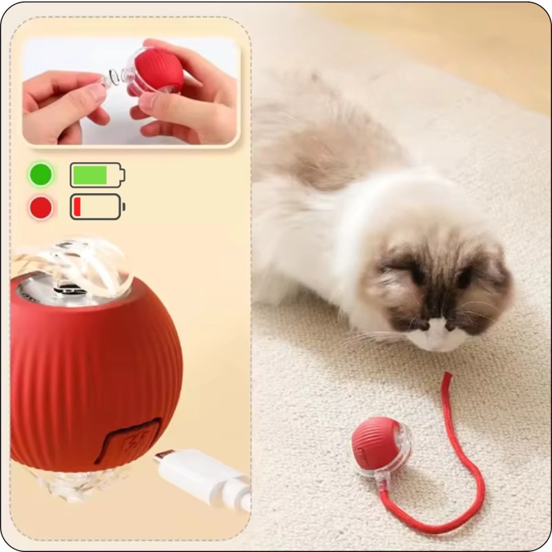 Interaktiver Ball für Hund & Katze USB LED...
