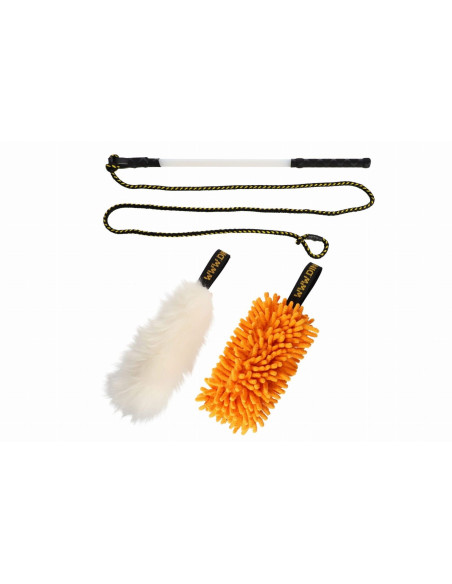 Dingo Angelrute Spielzeug mit Schnur Mop Orange + Schaff Pelz Reizange
