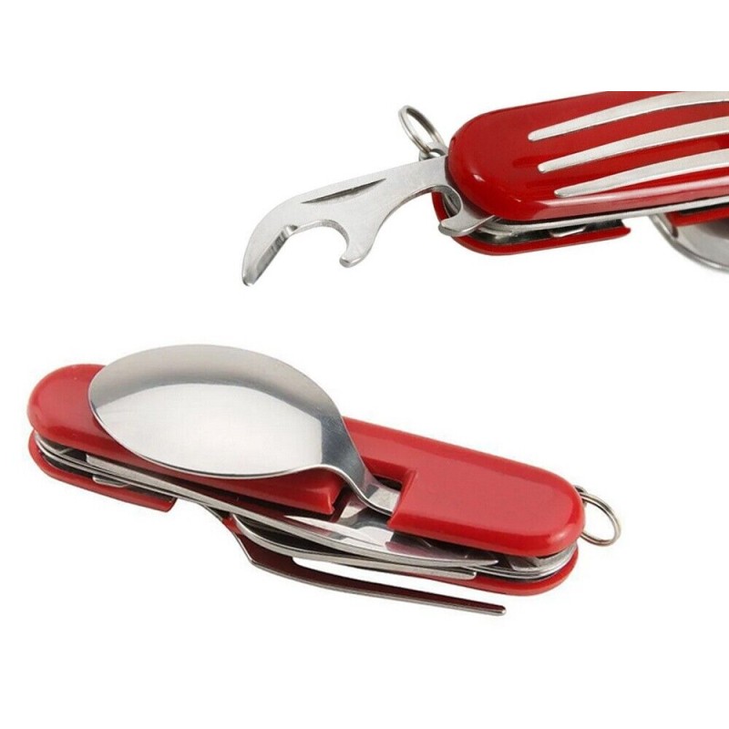 Taschenmesserbesteck 4 in 1 Schwarz Teilbar...