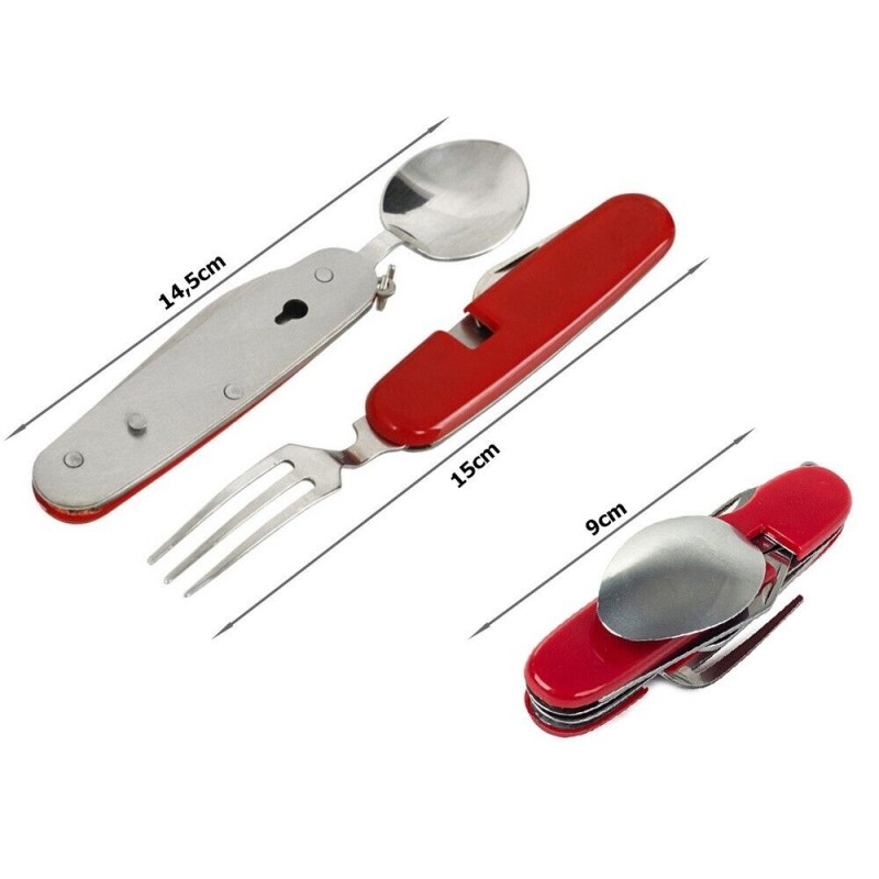 Taschenmesserbesteck 4 in 1 Schwarz Teilbar...